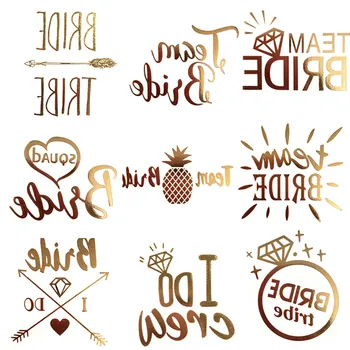 

5Pcs/lot Color Random Flash Bride Tribe Temporary Tattoo Sticker Bachelor Party Wedding Party Body Art Glitter Tattoo Decals
