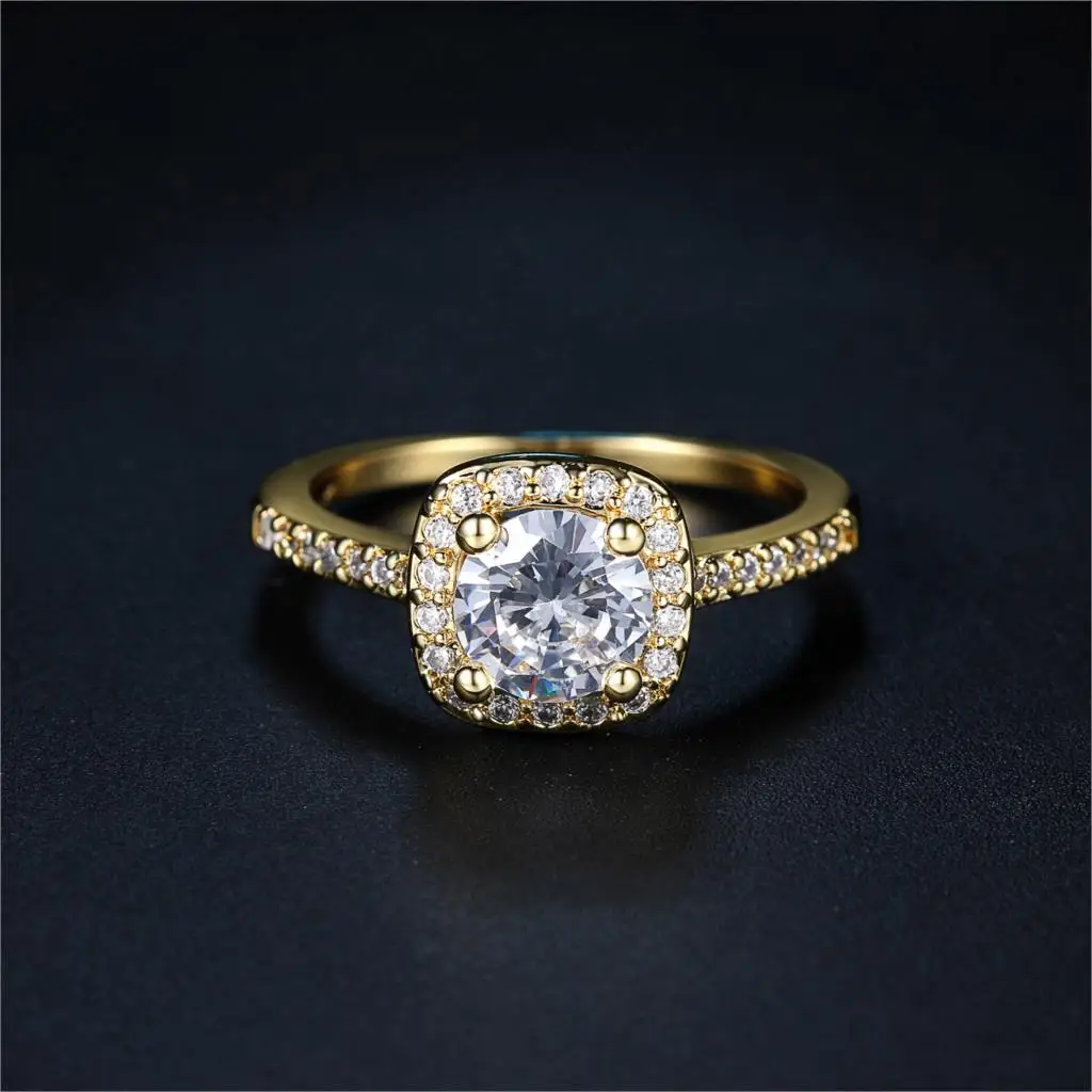 Женское Обручальное кольцо с фианитом розовое золото R559 R560|ring jewelry|engagement ringfashion