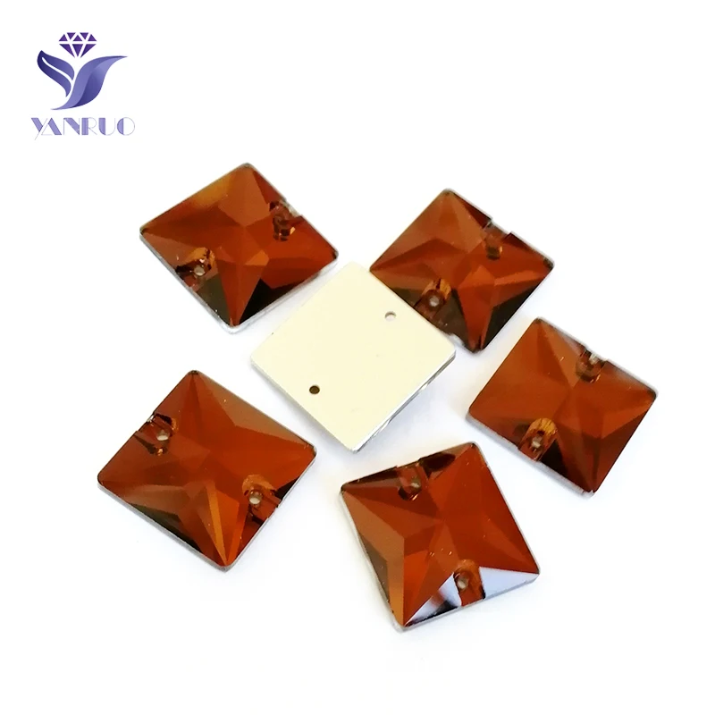 Smoked Topaz YANRUO 3240 квадратная 16 мм 22 мм Форма пришить камни стекло Швейные Стразы AAAAA Кристалл пришить для ювелирных изделий платье одежда - Цвет: Smoked Topaz