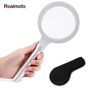 

Realmote Portable High Quality Handheld LED Magnifier Loupe Hand Magnifying Glass With Light Lamp Reading Helping Tool