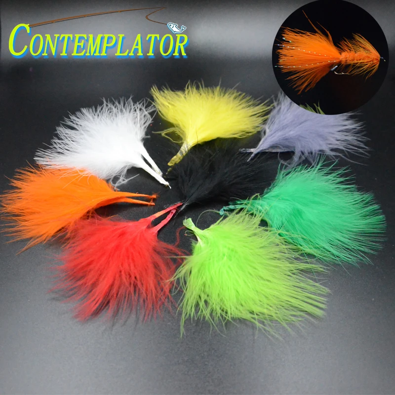 CONTEMPLATOR Fly Tying 30pcs Blood Marabou Turkey Fluff For Tails Wings Materials 8colors Streamers 5-8cm Feathers | Спорт и