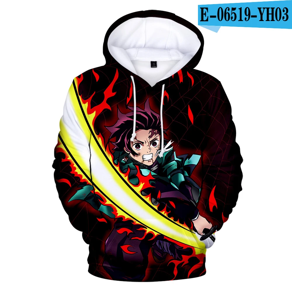 3D Demon Slayer Kimetsu no Yaiba Hoodies Men Women Sweatshirts Demon Slayer Hoodie Men's Hooded Black White Checkered Pattern - Цвет: YH03