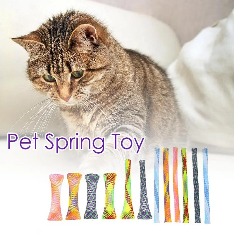 12 шт. пластиковые гибкие красочные Пружинные игрушки для кошек интерактивная игрушка для домашних животных свободно складывающаяся пружинная форма игрушка для кошек прыгающая игрушка