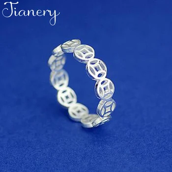 

JIANERY Bijoux Boho 925 Sterling Silver Coin Rings for Women Lady Rings Fashion Party Statement Jewelry Wholesale