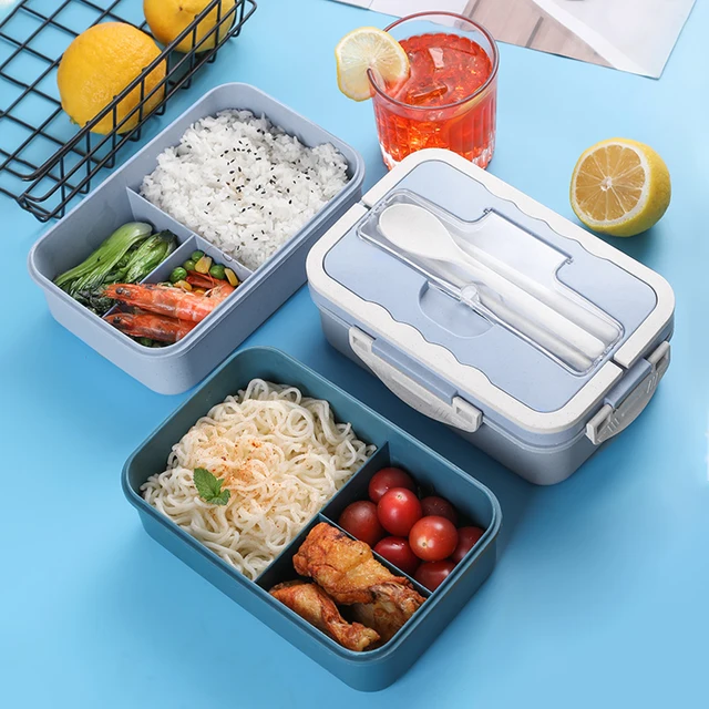 Lunch Box, 3 Compartment Sealed Bento Box and Cutlery Set Lunch Boxes for Kid Adult, Suitable for Microwave and Dishwasher 6