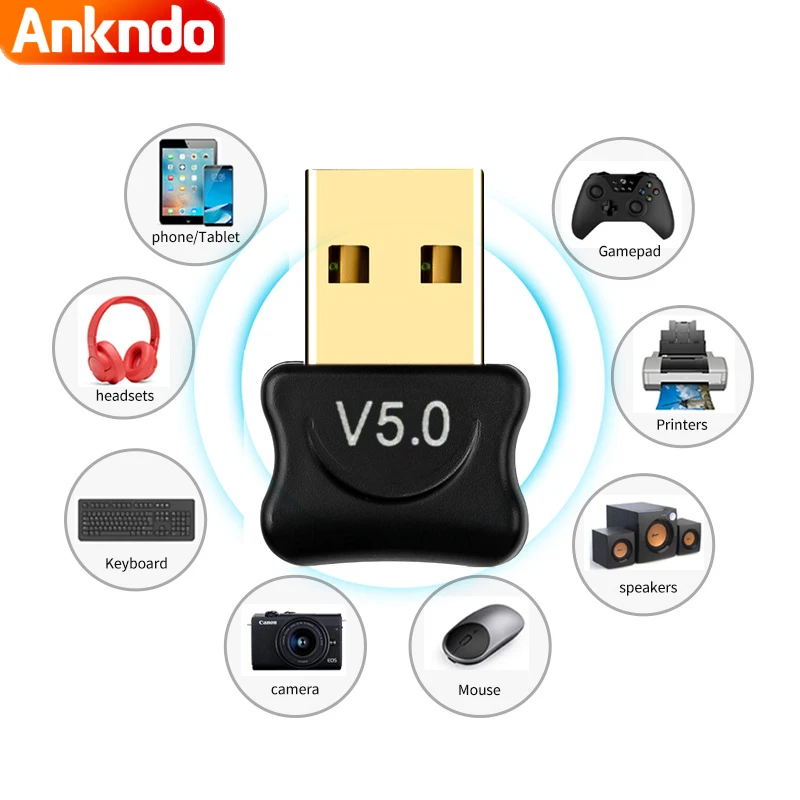 ANKNDO 5 0 Bluetooth Usb адаптер для ПК Windows 7 8 10 компьютерные ноутбуки рецептор передатчик