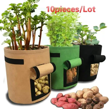 

10 pieces Plant Grow Bags home garden Potato pot greenhouse Vegetable Growing Bags Moisturizing Vertical Garden Bag seedling