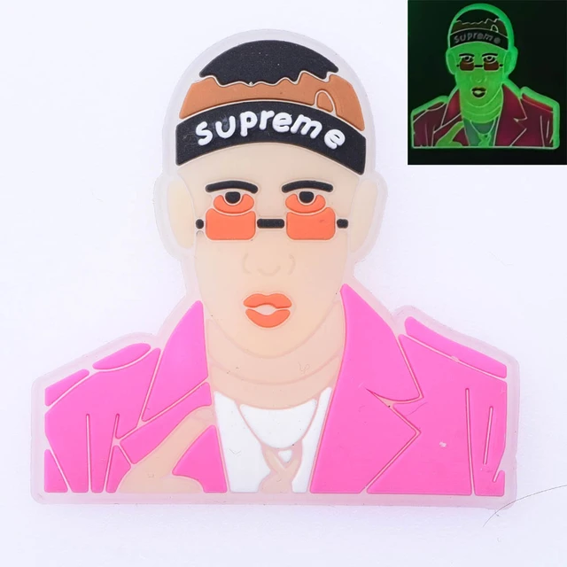 1pcs Glow in The Dark Croc Shoe Charms PVC Noctilucence Accessories Decoration Bad Bunny for Clogs JIBZ Button Charm Kids Gifts p2670