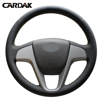 

CARDAK Black Artificial Leather Car Steering Wheel Cover for Hyundai i20 2009-2015 Accent Solaris 2010-2016 Verna 2010-2016