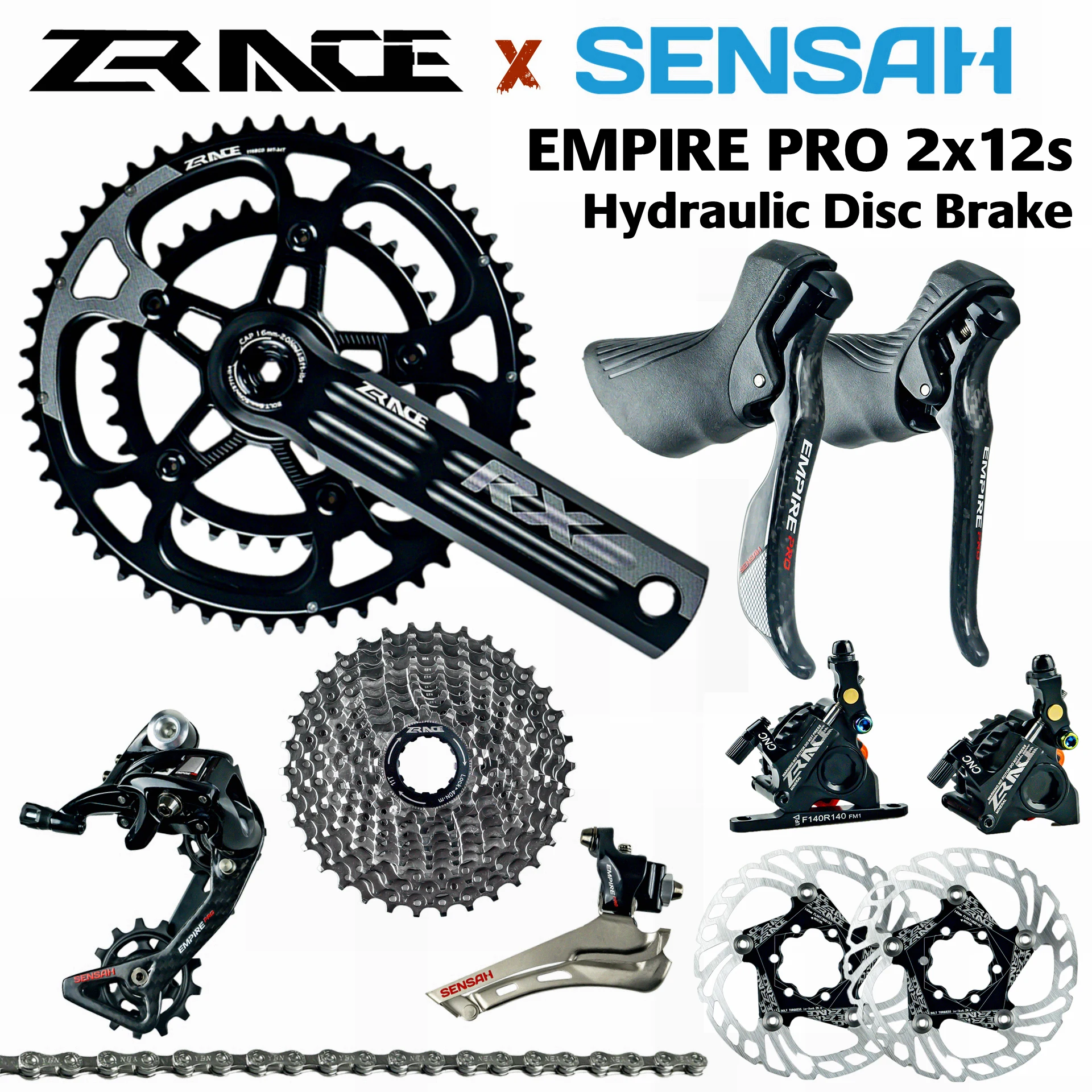 Sensah Empire Pro 2x12 Speed, 24s Road Groupset, R/l Shifter + R/f