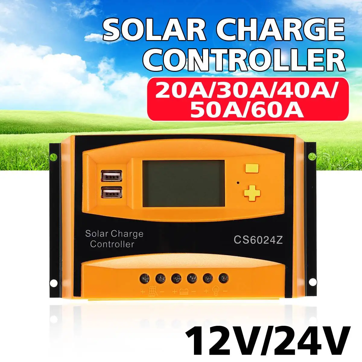 

12V/24V Dual USB Solar Charge Controller LCD Display Solar Charge Regulators PWM Solar Charger Controller 20A 30A 40A 50A 60A