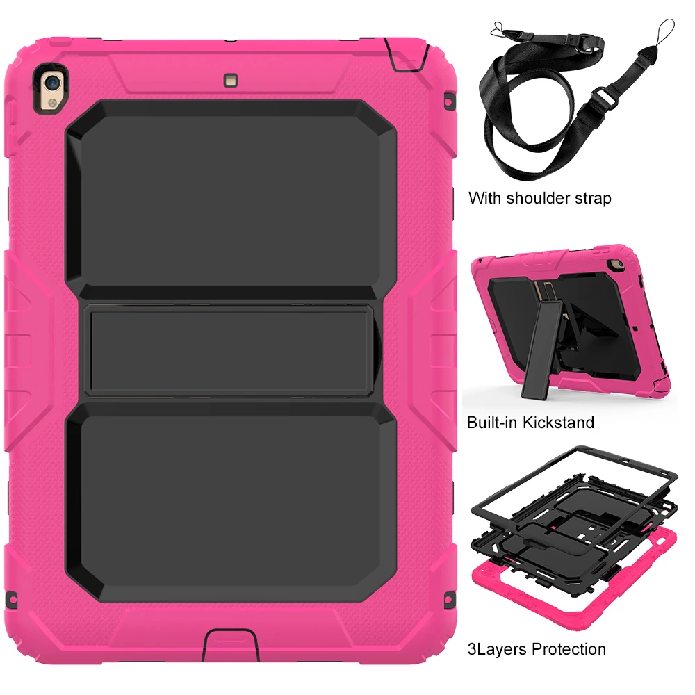 Kids Shockproof Case for iPad Air 3 Pro 10.5 Coque Three Layer Shockproof Rugged Case 360 Degree Hand Shoulder Strap Cover - Цвет: 4
