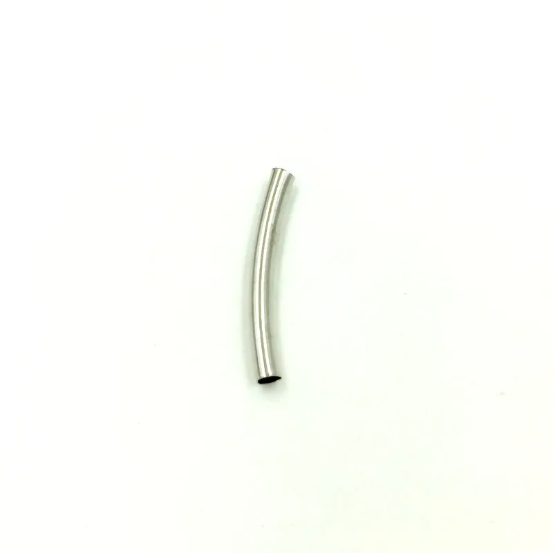 500Pcs Silver Tone Curved Smooth Tube Metal Spacers Beads Jewelry