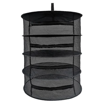 

4 Layers Drying Net Bag Mesh Plant Tomato Cages Baskets Belt Zipper Folding Hanging Basket Tray Protective Agriculture Tool