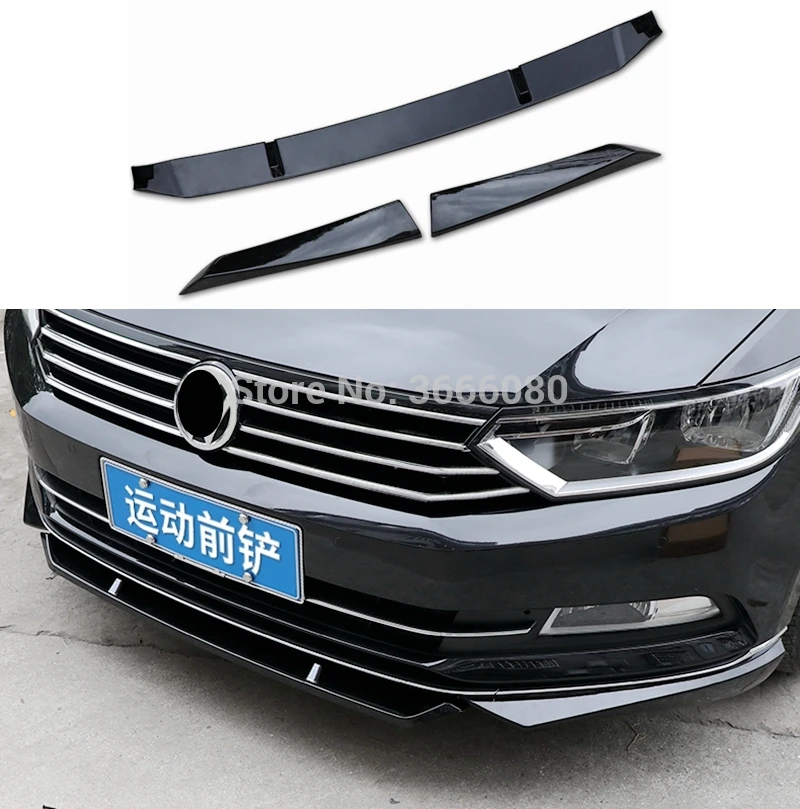 

For Volkswagen Passat B8 2017 2018 2019 ABS Painted Color Front Lip Bumper Guard Protector 3Pcs Car Styling