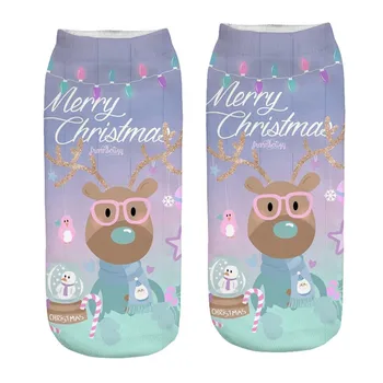 

New Year Gift Socks 3D 2020 New Christmas Santa Cotton Socks Elk Printing Medium Sports Socks Calcetines de navidad santa