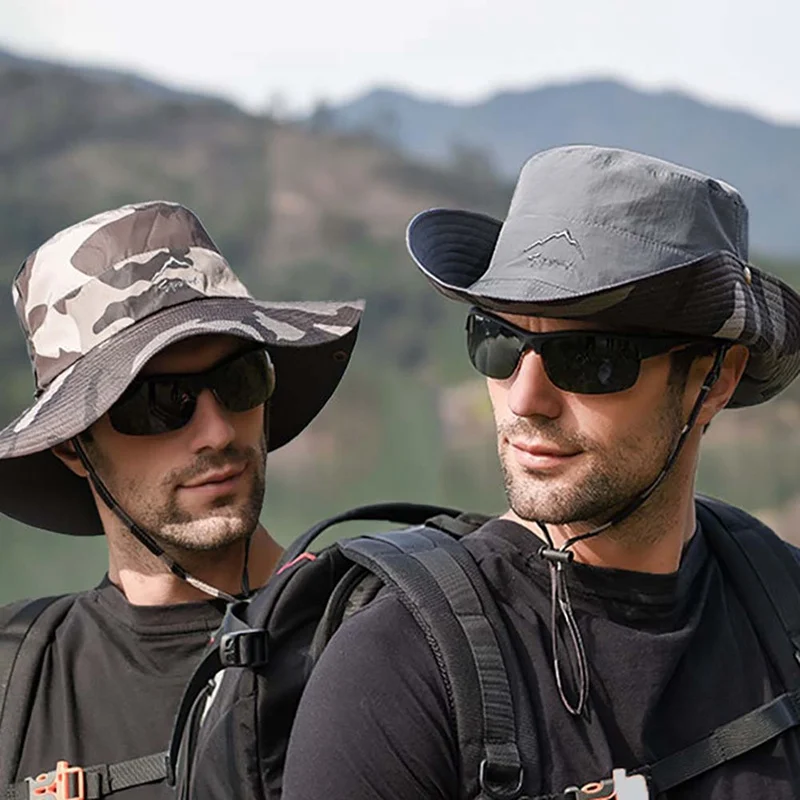 

Outdoor Waterproof Sun Hat Fishing Hat Sun Protection Summer Boonie Foldable Bucket Hat For Hiking For Men And Women