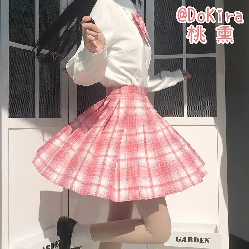 Falda plisada de cintura alta para mujer, minifalda Sexy de estilo coreano Harajuku japonés, roja, negra y rosa, a cuadros plisado
