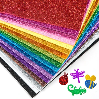 

A4 10pcs DIY Foamiran Glitters Foam Paper Kraft Sponge Paper Gold Powder Glitter Handmade Paper Crafts Wedding Party Supplies