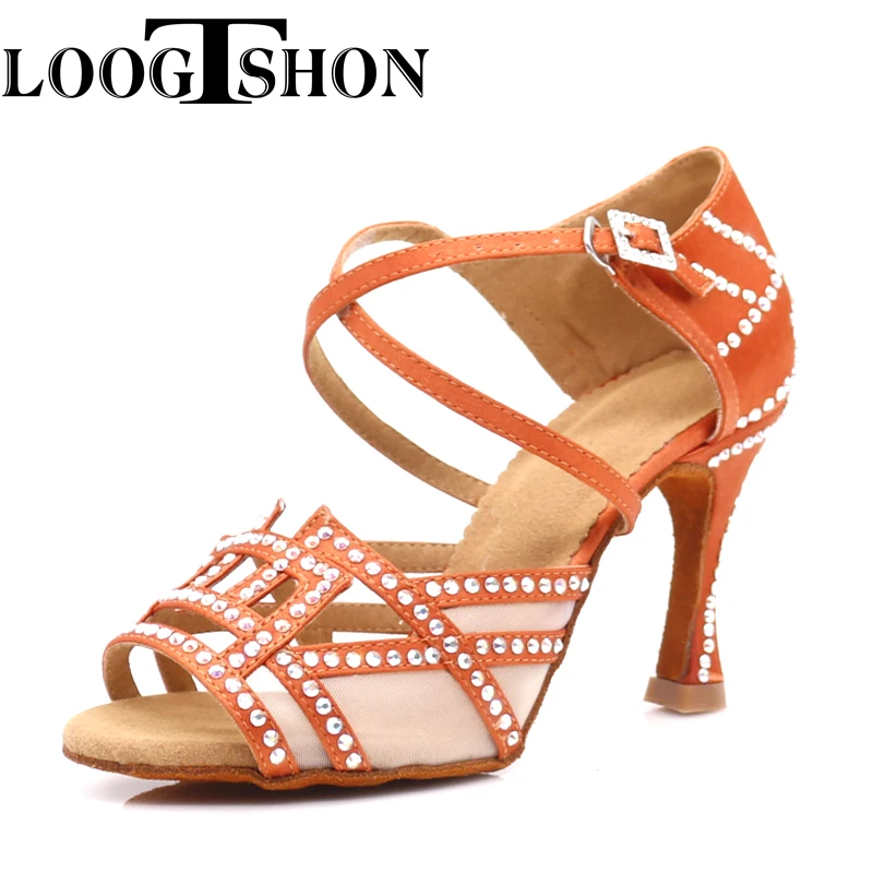 

LOOGTSHON New Dance Shoes Latin Party Wedding Dance Shoes Ballroom Women Dance Shoes Rhinestone Gold Silver Black Glitter