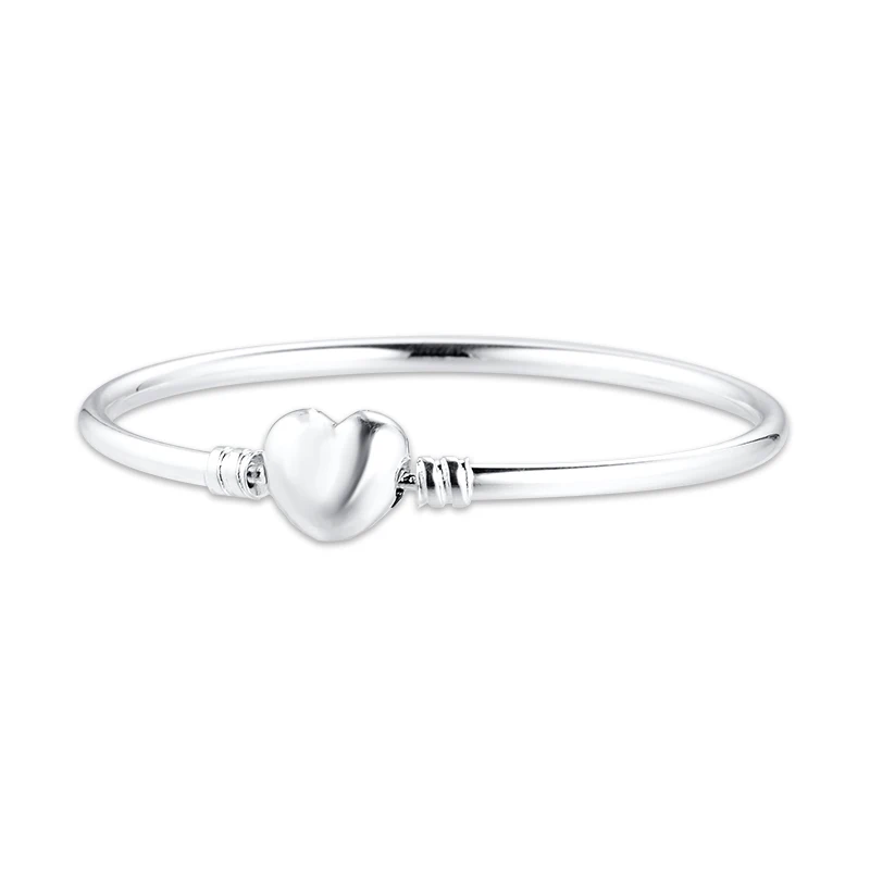 

Moments Logo Heart Clasp Bangles 100% 925 Sterling Silver Jewelry For Women Wholesales Free Shipping