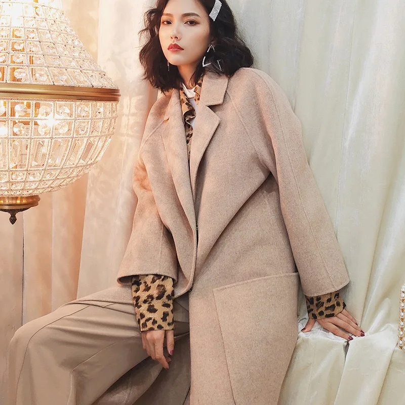 

2019 Autumn Winter Original Design Gloria&Grace Kaki/Blue/White England Style Vintage Long Warm Elegant Wool Coat Outerwear