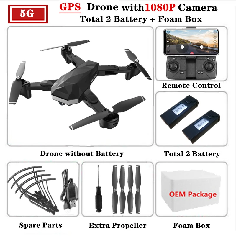 C53 gps Радиоуправляемый Дрон Квадрокоптер с 5G Wi-Fi 1080P HD камера Вертолет высота удержания складной слежения за мной Квадрокоптер VS XS812 SG907 - Цвет: 5G-Foam Box-2