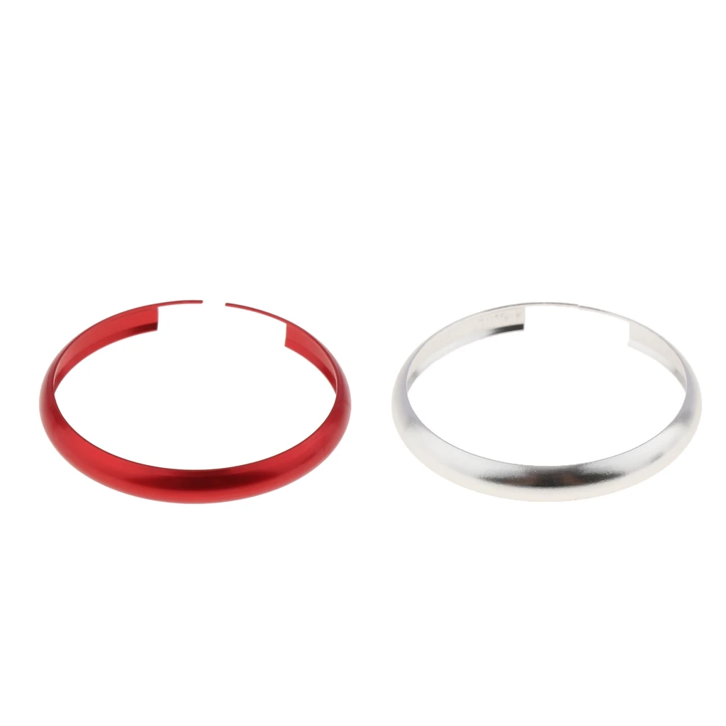 2pcs Alumnium Smart Key Fob Ring Rim Protective Trim Rings Replacement for Mini Cooper Countryman - Silver + Red