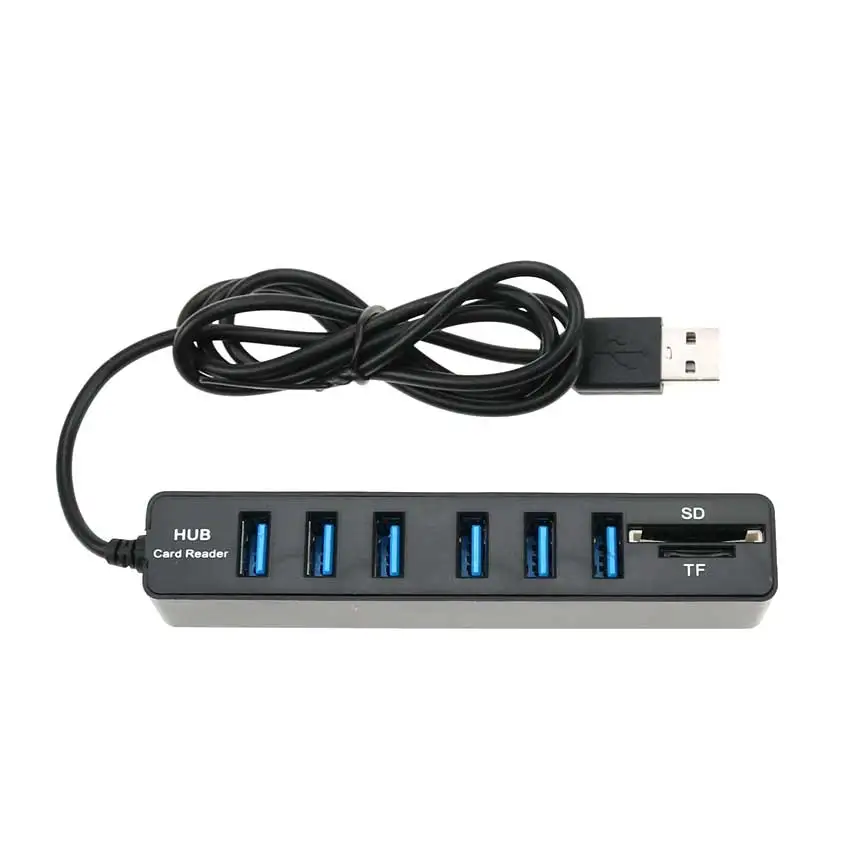 Юйси usb-хаб 2,0 Мульти USB 2,0 концентратор USB Высокоскоростной разветвитель 6 портов Hab устройство для чтения карт SD TF все в одном для ПК Компьютерные аксессуары