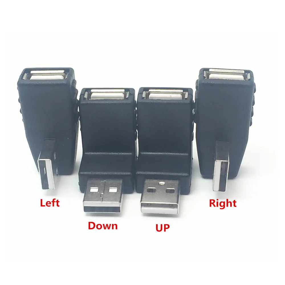 Adaptador de Cable USB M/F, 1 unidad, arriba, abajo, izquierdo y derecho, extensión de macho a hembra, adaptador en ángulo recto de 90 grados para ordenador portátil y PC