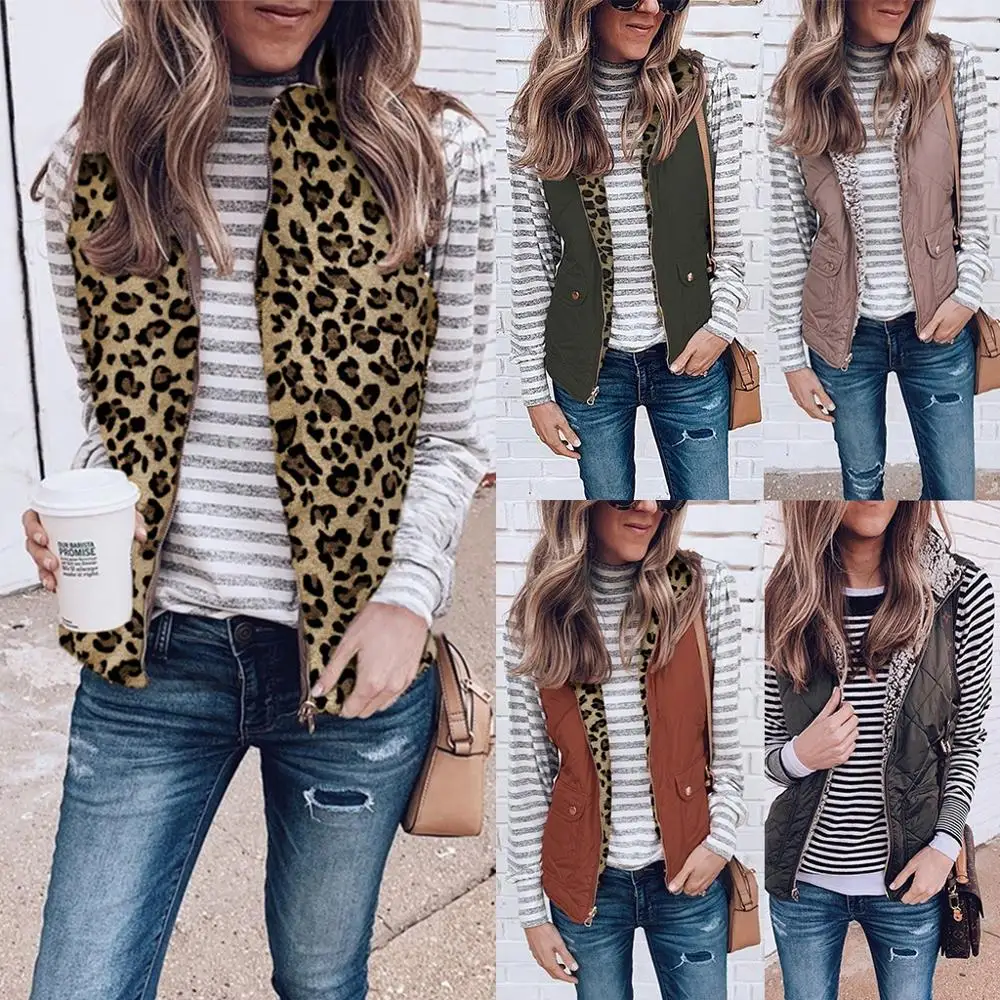 Goedkoop Vrouwen Winter Twee weg Pluizige Omkeerbaar Winddicht Vest Jas 2019 Lady Mouwloos Uitloper Thicken Warme Pocket Vest Jas