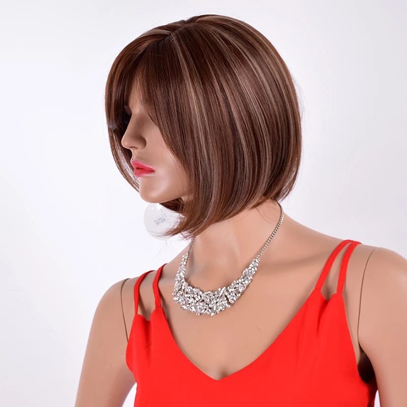 MSIWIGS короткие парики для женщин синтетический Омбре коричневый прямой парик Pixie Cut натуральный парик