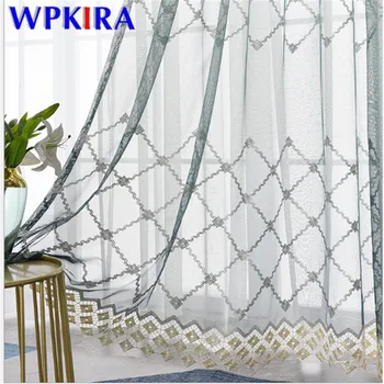 

Romatic Gradient Tulle Curtains For Living Room Embroidery Window Screen Bedroom Kicthen Drape Panel Voile Sheer X-AD536#30