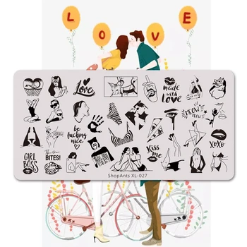 

ShopAnts 6*12cm Nail Stamping Plate Stainless Steel Fashion Love Heart Lace Sexy Girl Punk Style Stencil Nail Art Stamp Template