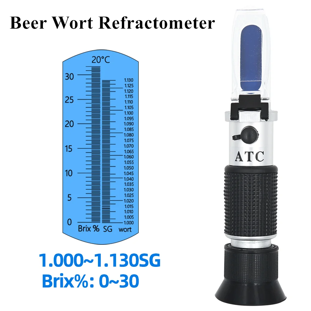 Brix 0-32%, SG Wort 1.000-1.130 Beer Wort Refractometer,W-Unique Brix/Specific Gravity Refractometer for Beer Brewing Dual Scale
