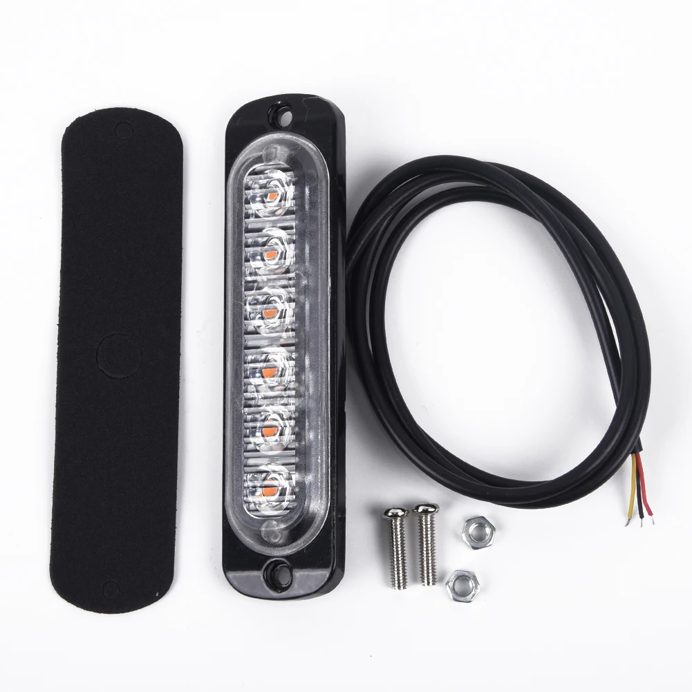 12 шт. в упаковке, 12 V-24 V 18W 6-светодиодный лампы желтый строб грузовой автомобиль тягач аварийная машина Ван мигающий Предупреждение бортовой светильник 6500K вспышка-стробоскоп для светильник