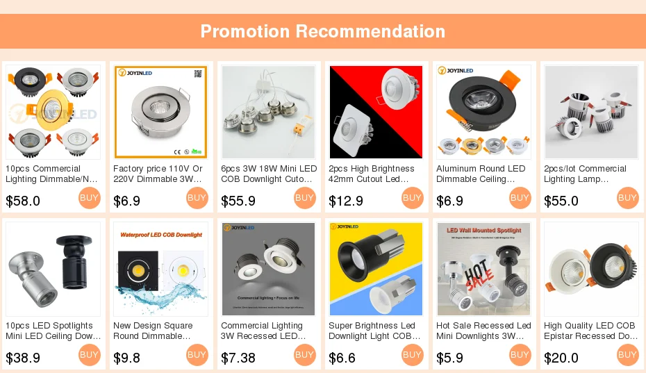 Factory Price Recessed LED Waterproof IP65 Dimmable COB Downlight Outdoor 3W AC90-260V LED Ceiling Spot Light LED Ceiling Lamp