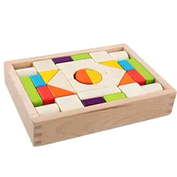 30 штук деревянных цветных деревянных коробочных блоков бука большие игрушечные брусочки детские развивающие игрушки цветные яркие
