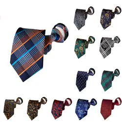 2019 новый мужской Галстук Пейсли сетка шейный галстук деловой Британский Стиль Ленивый галстук на молнии Свадебная рубашка аксессуары
