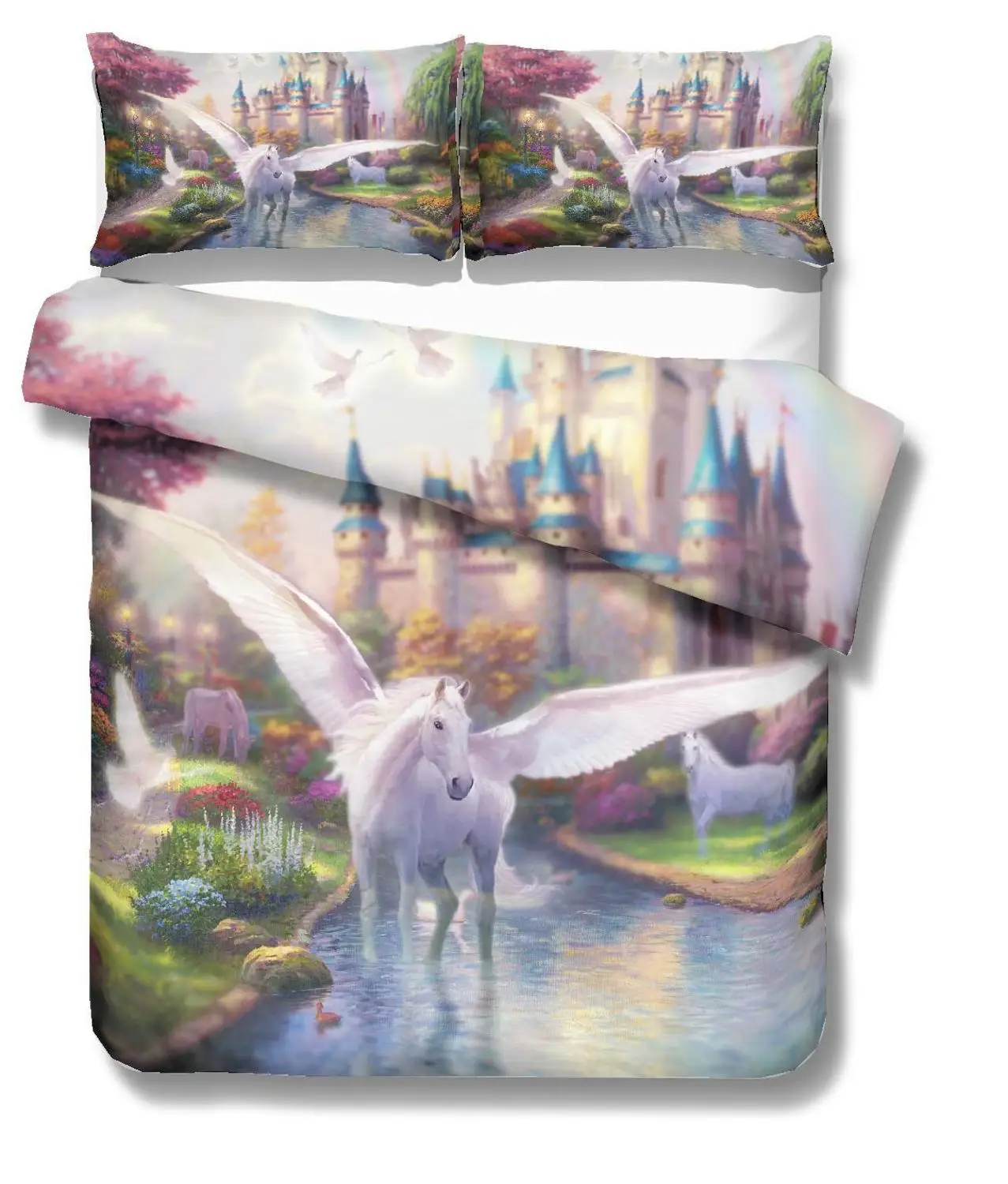 Мультяшное постельное белье с изображением единорога, милый набор пододеяльников для детей - Цвет: Unicorn 4