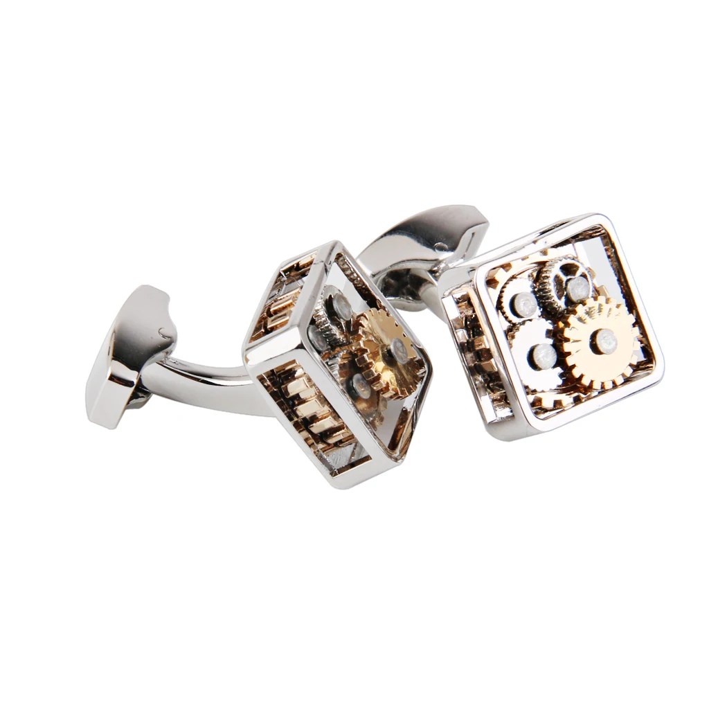 Vintage Style Steampunk Watch Gear Movement Cufflinks Men Shirt Wedding Cuff Links