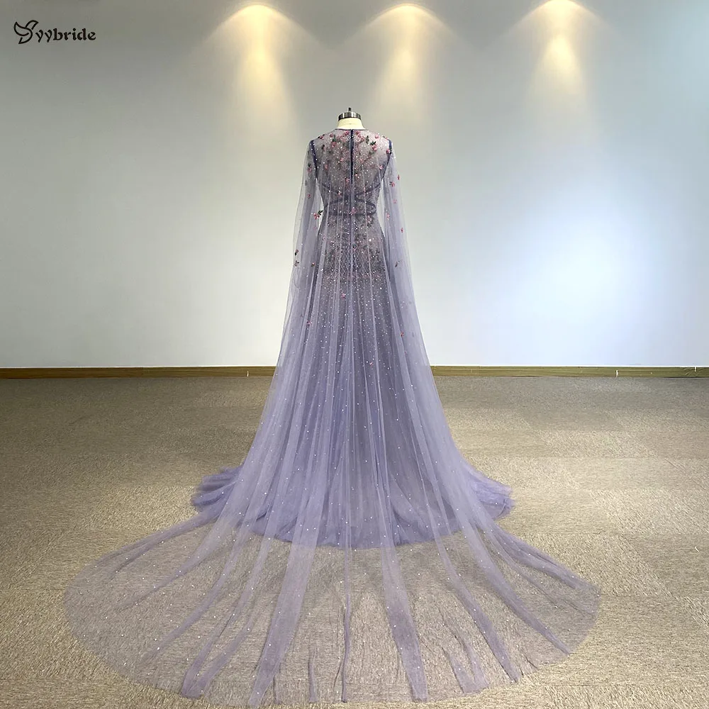 Fancy Work Party Wear Gown In Lavender Color Net Fabric