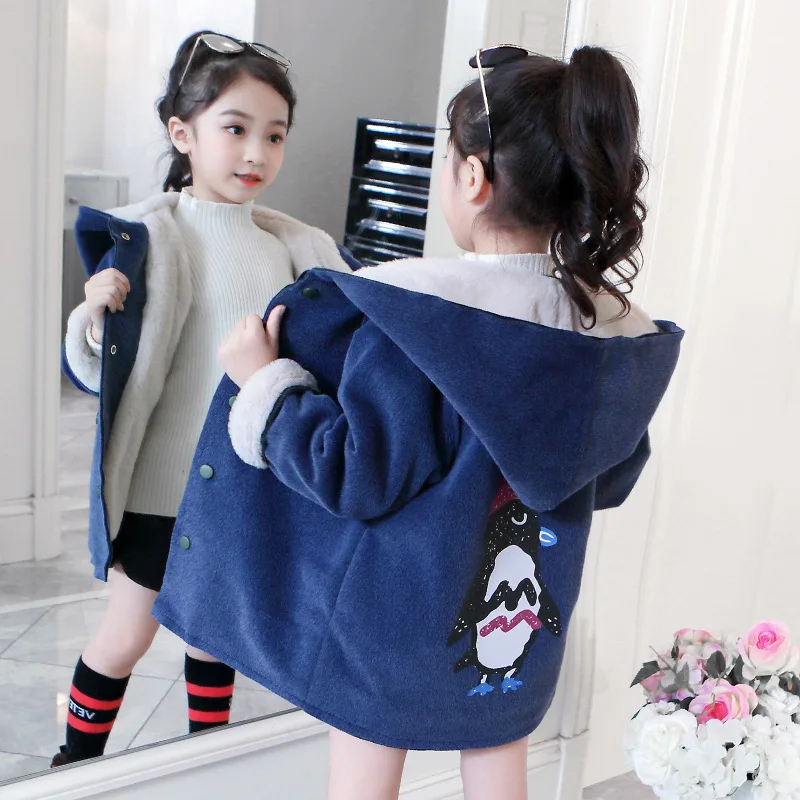 Children Outerwear Girls Coats Winter Mink Wool Jackets Keep Warm Kids Princess Long Coat 3-14Y Clothing | Детская одежда и обувь