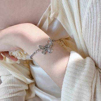 

L-78 New Design 925 Sterling Silver Butterfly Bracelet for Women Girl Top Quality Bling Silver Pulseras Brasselet