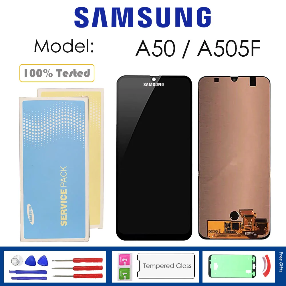 

For Samsung Galaxy A50 A505F LCD Display With Touch Sensor Glass Digitizer Assembly with kit