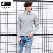 MITEKSAN, мужская рубашка поло с длинными рукавами, осенне-зимняя однотонная Модная рубашка с отложным воротником и изображением покемона