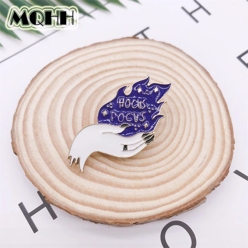

Cartoon Creative Palm Purple Flame Peace Enamel Brooch HOCUS POCUS Alloy Badge Clothes Bag Pins Punk Cute Accessories Jewelry