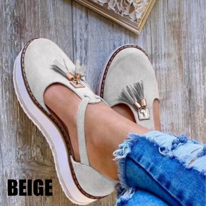 2020 New Fashion Women Summer Tassel Loafers Comfy Round Toe Buckle Sandals Casual Platform Thick Bottom Shoes Elegant Sneakers (15)