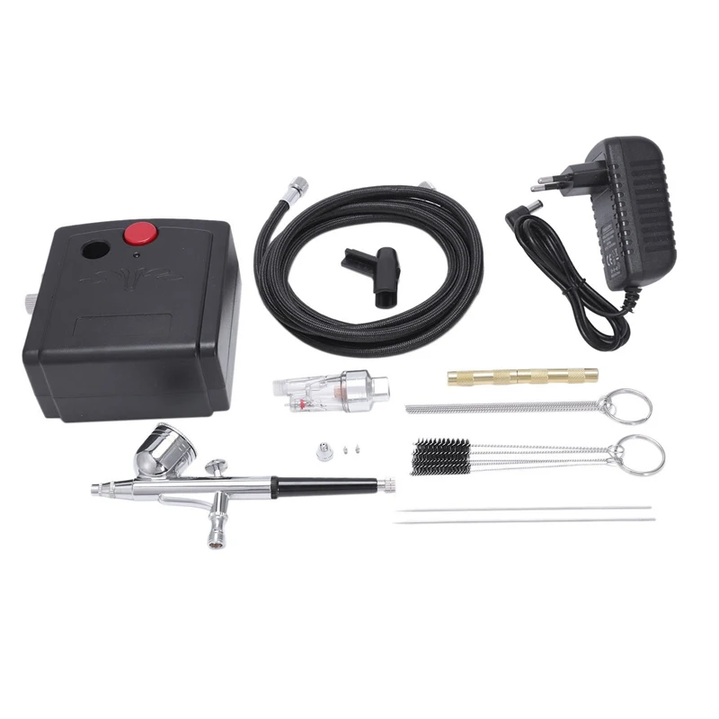 

Eu Plug,Mini Double Action Compressor Set For Nail Set Model Cake Decoration With 0.2 0.5Mm Nozzle