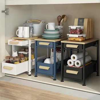 

Kitchen floor type, multi-storey and movable pull out storage rack crevice storage rack for cooking utensils kitchen organizer
